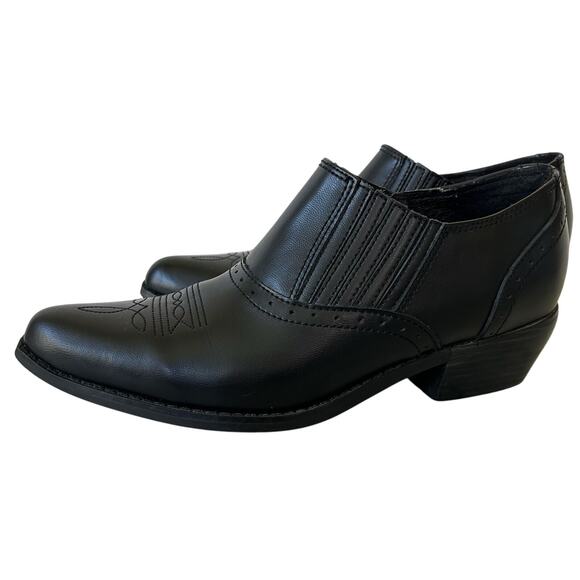 Dingo leather western cowgirl short heeled ankle boots pointed toe slip on 8 - Picture 1 of 15